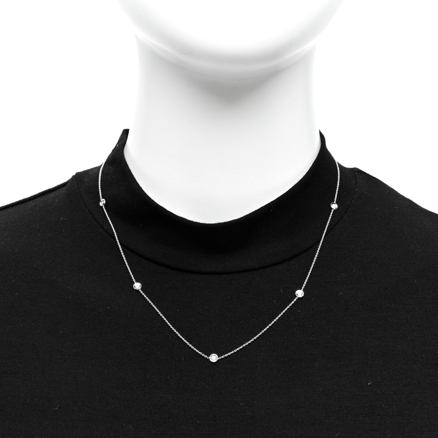 Roberto Coin 18K White Gold Diamond .23ctw Diamonds by the Inch Five Station Necklace 2 of 5