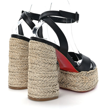 Christian Louboutin Calfskin Mariza Espadrille 130 Sandals 40 Black Naturel 4 of 7