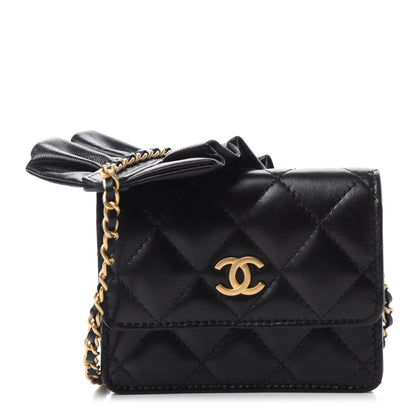 Chanel Lambskin Quilted Romance Clutch With Chain Black 1 of 12