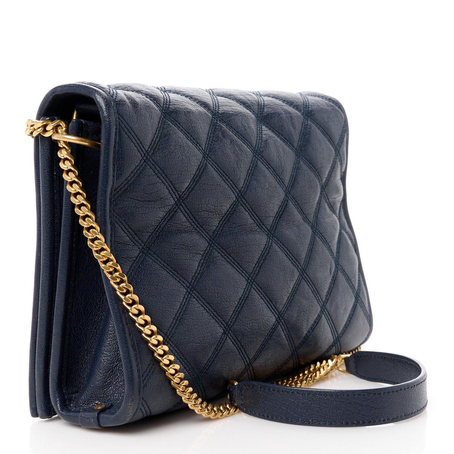 Lambskin Quilted Mini Becky Chain Bag Blue Charron