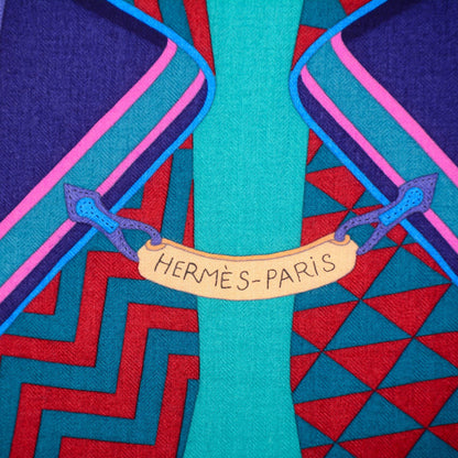 Hermes Cashmere Silk Bouquets Shawl 140 Noir Violet Vert 3 of 7