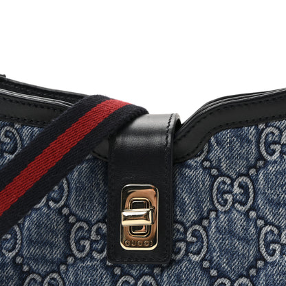 Gucci Denim GG Monogram Mini Moon Side Shoulder Bag Blue 7 of 9