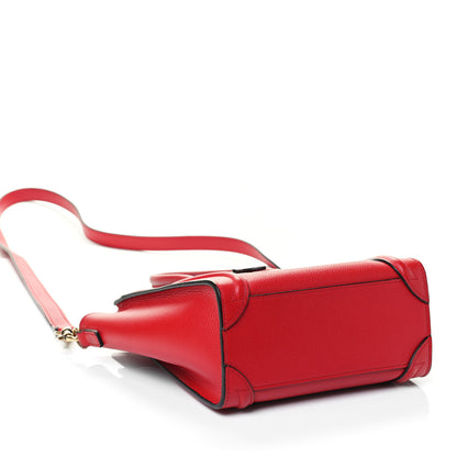 Celine Drummed Calfskin Nano Luggage Coquelicot 3 of 4