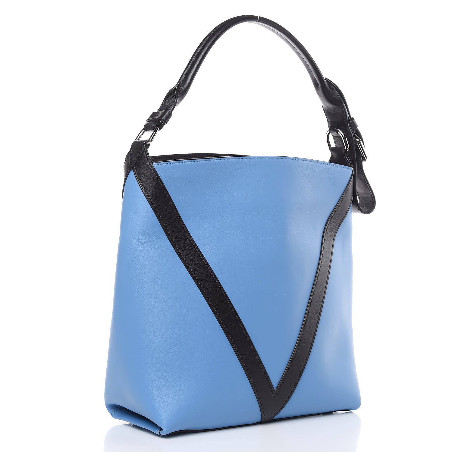 Louis Vuitton Calfskin Canvas V Hobo PM Bleuet Black 3 of 13