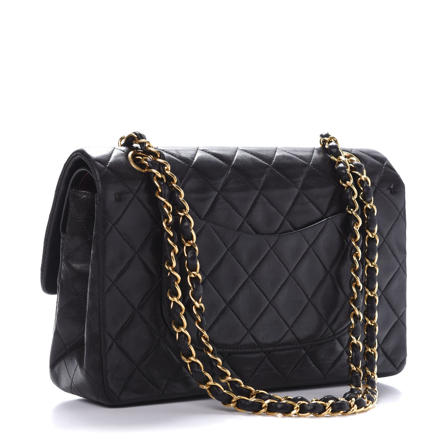 Lambskin Quilted Medium Double Flap Black