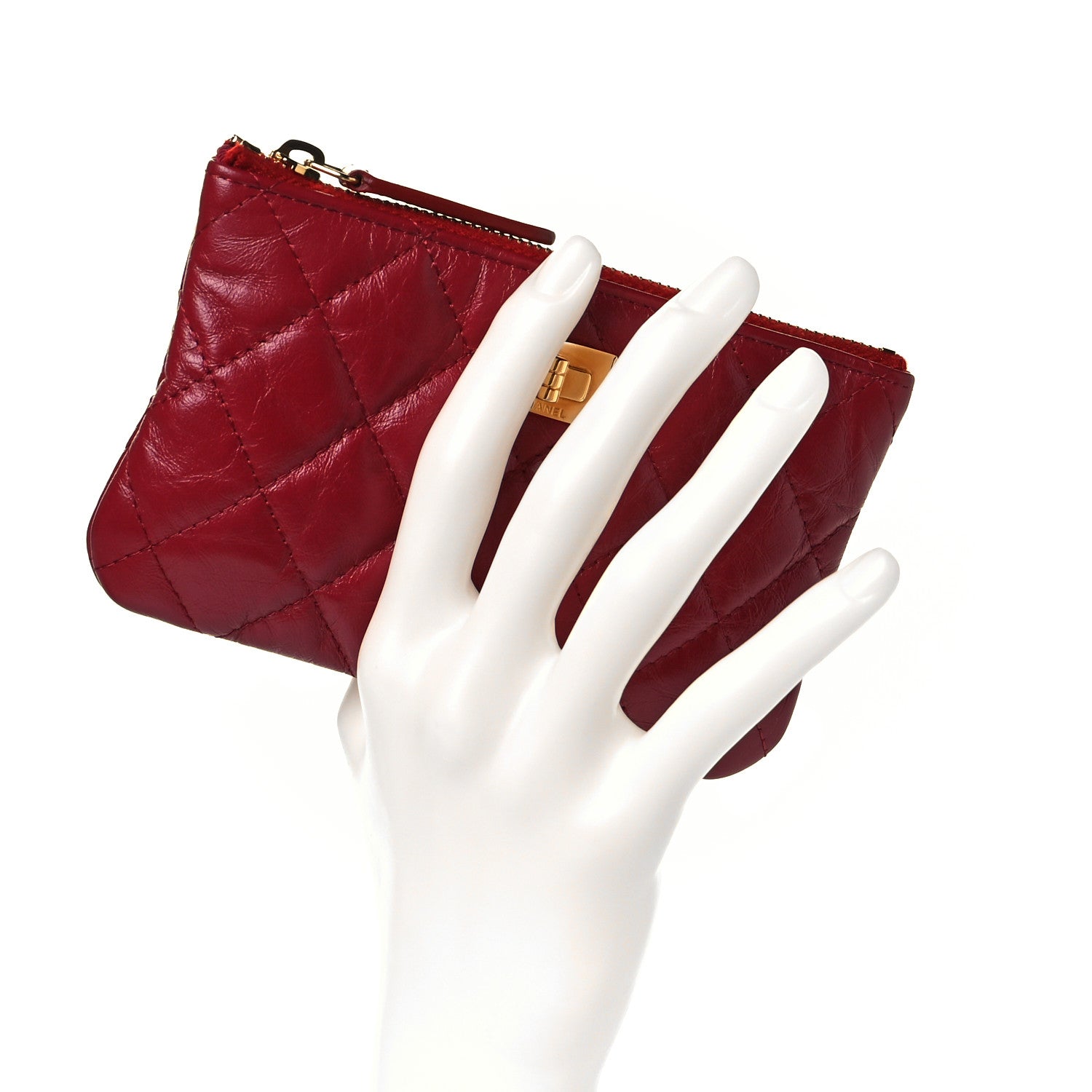 Chanel Aged Calfskin Quilted Small Reissue Cosmetic Case Red 2 of 9