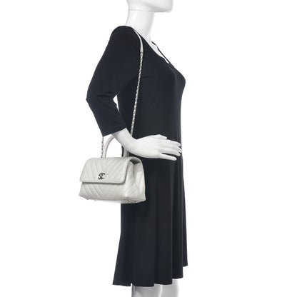 Chanel Iridescent Caviar Chevron Quilted Mini Coco Handle Flap White 2 of 11