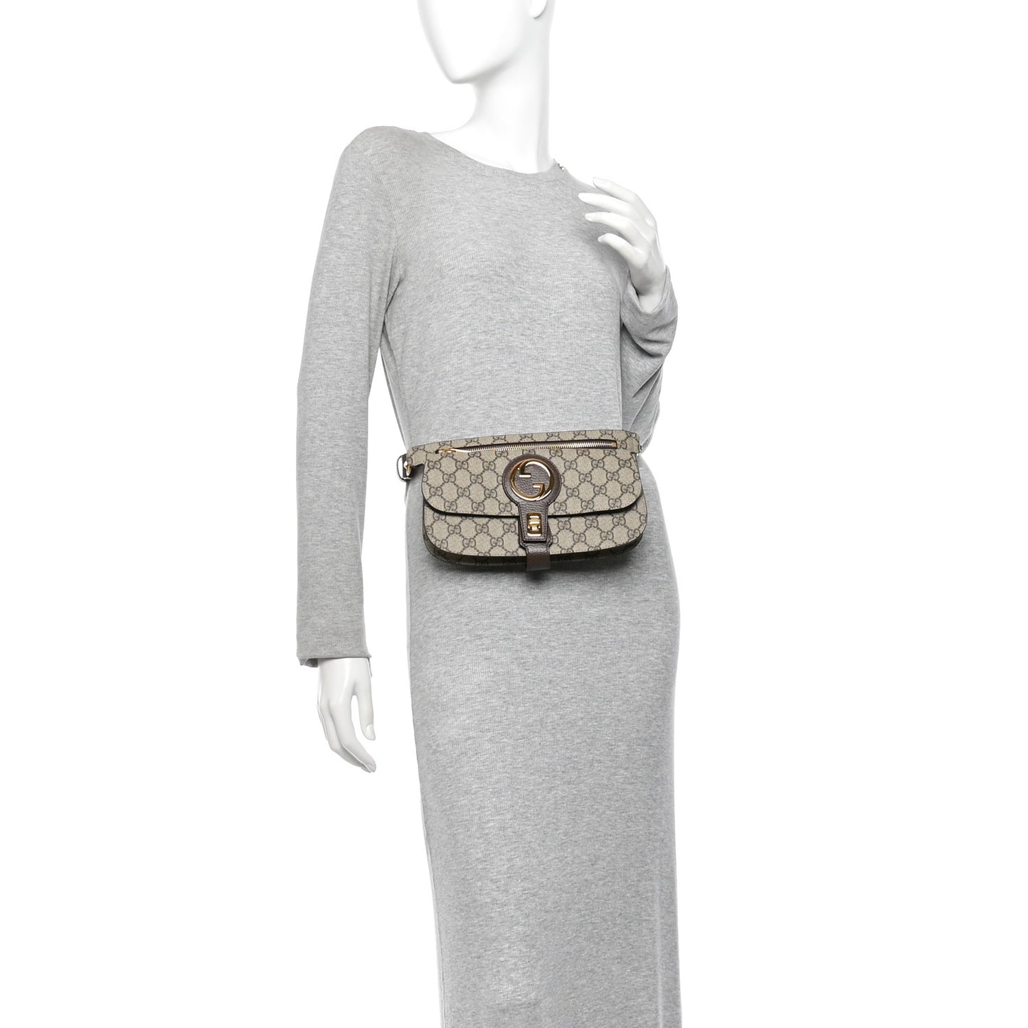 GG Supreme Monogram Textured Dollar Calfskin Blondie Belt Bag Beige Ebony New Acero