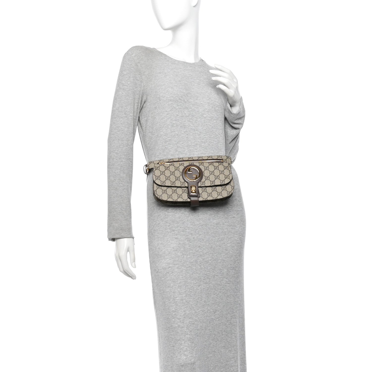 Gucci GG Supreme Monogram Textured Dollar Calfskin Blondie Belt Bag Beige Ebony New Acero 2 of 11