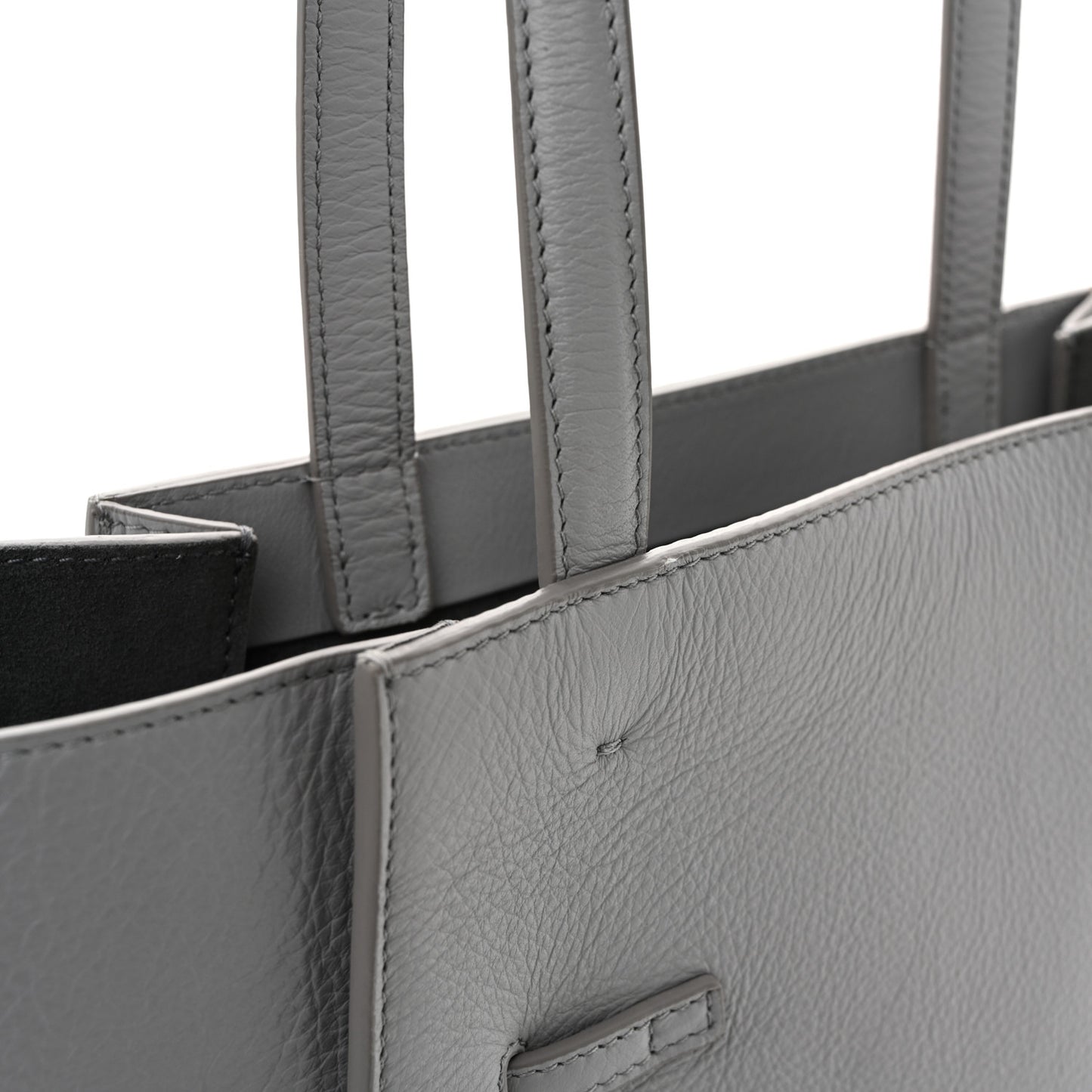 Calfskin Voyou Small North South Tote  Light Grey