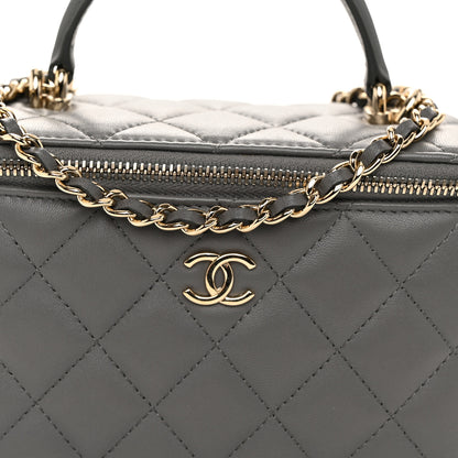 Chanel Lambskin Quilted Small Top Handle Vanity Case With Chain Dark Grey 8 of 12