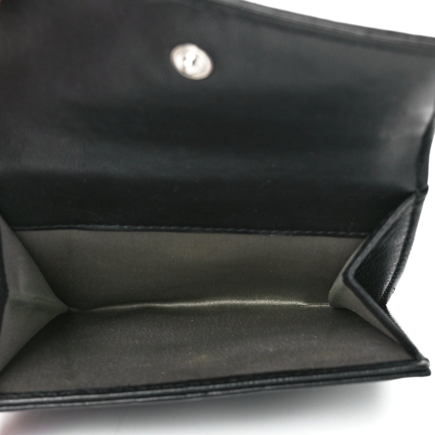 Lambskin Camellia Embossed Small Double Wallet Black