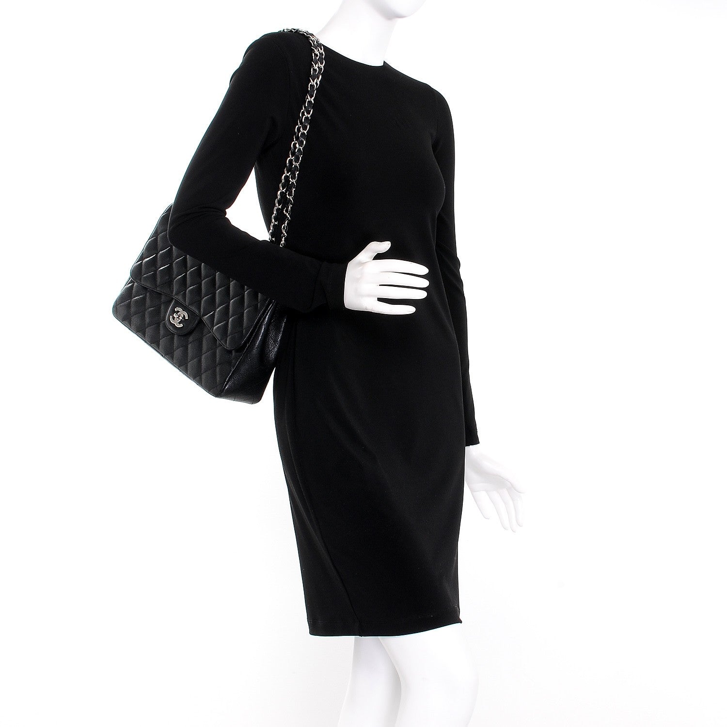 Chanel Caviar Quilted Jumbo Single Flap Black 3 of 10