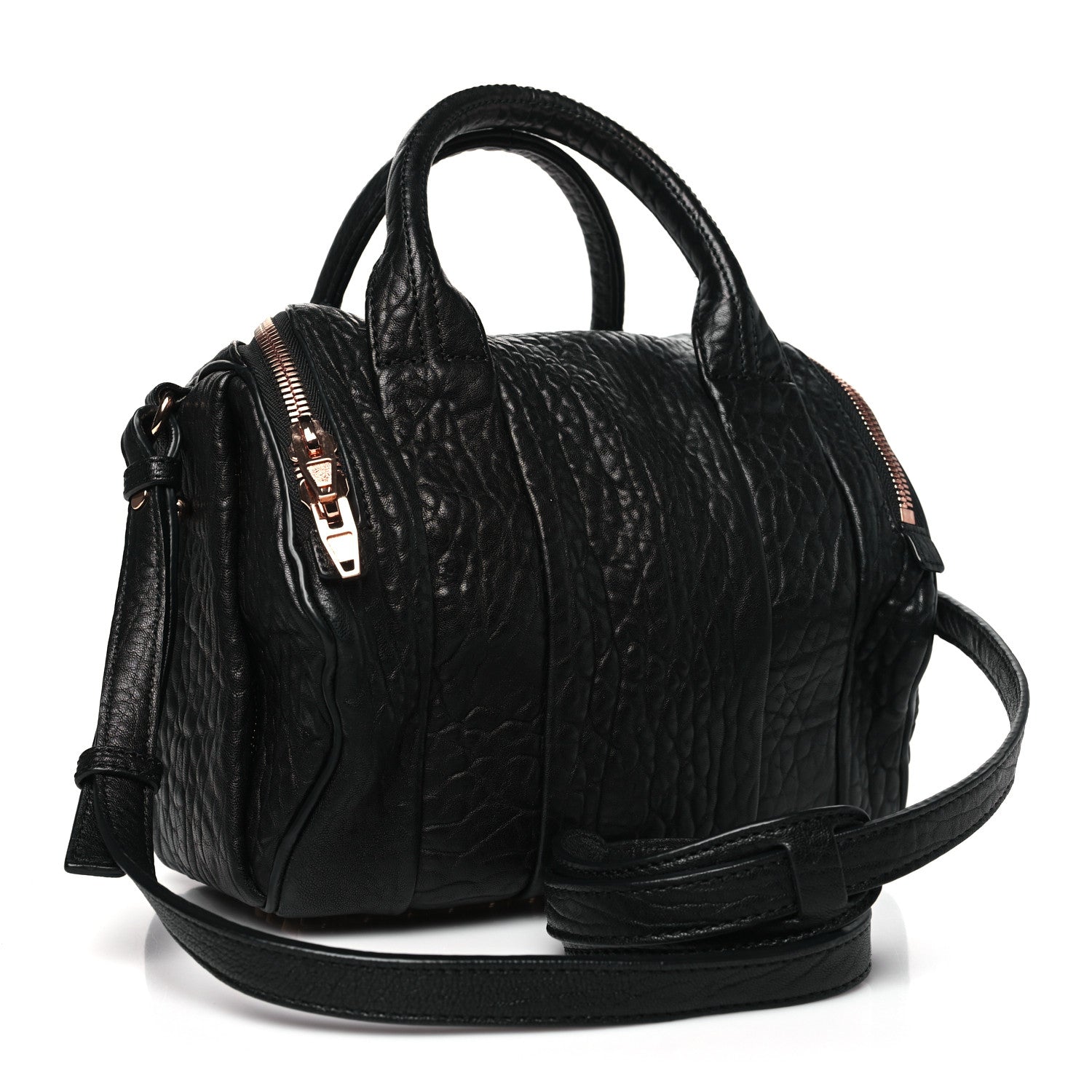Alexander Wang Pebbled Lambskin Rockie Black Rose Gold Hardware 3 of 9