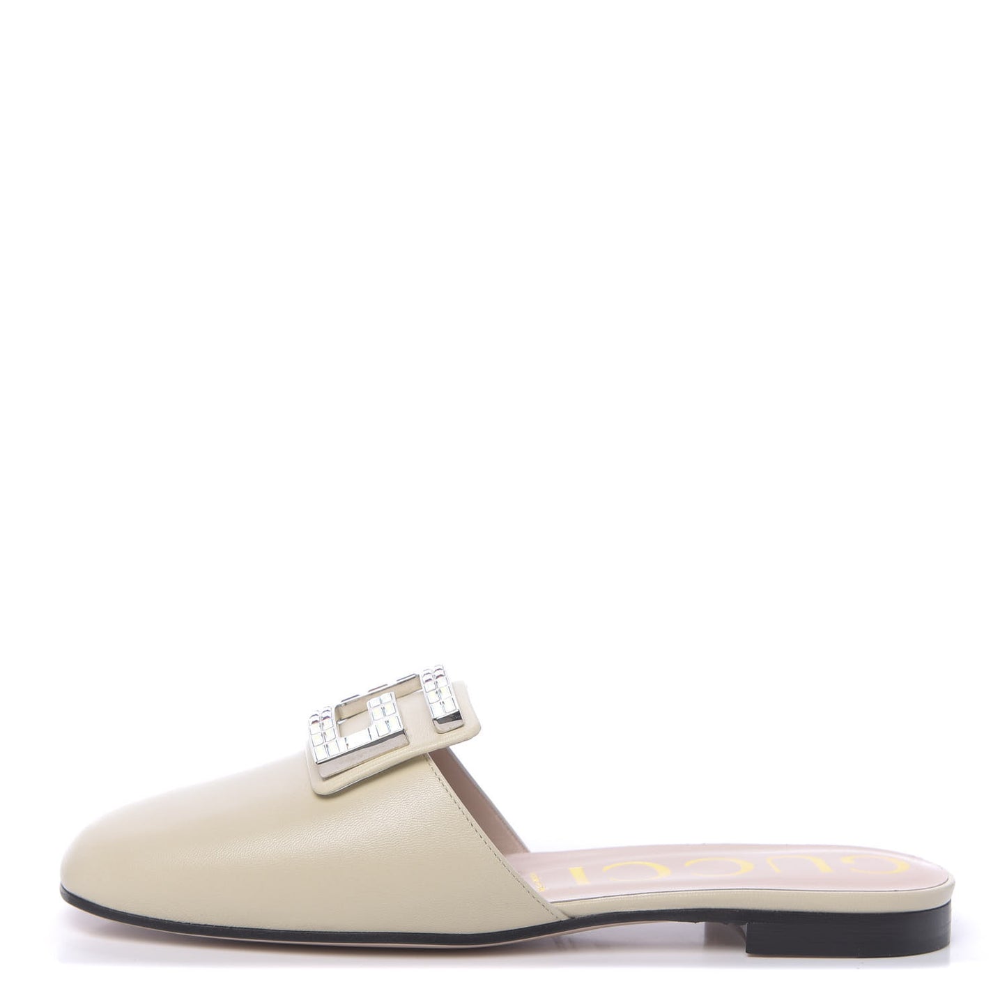 Malaga Kid Crystal Square G Madelyn Slippers 38.5 Vintage White