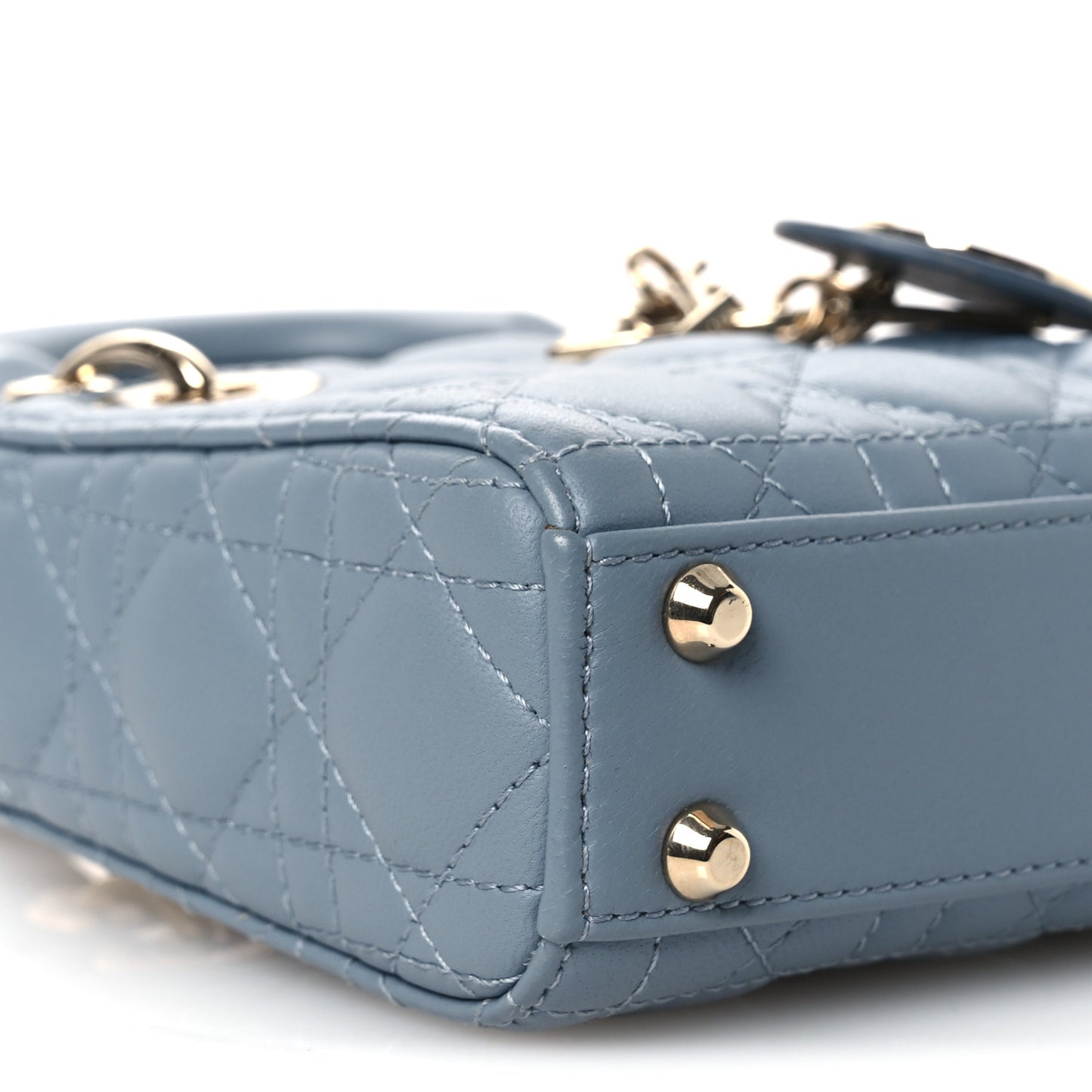 Lambskin Cannage Micro Lady Dior Cloud Blue