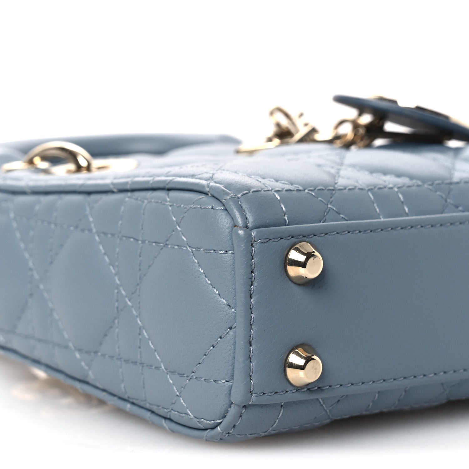 Christian Dior Lambskin Cannage Micro Lady Dior Cloud Blue 9 of 10