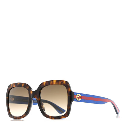 Gucci Oversize Square Web GG 0036S Sunglasses Tortoise 1 of 6