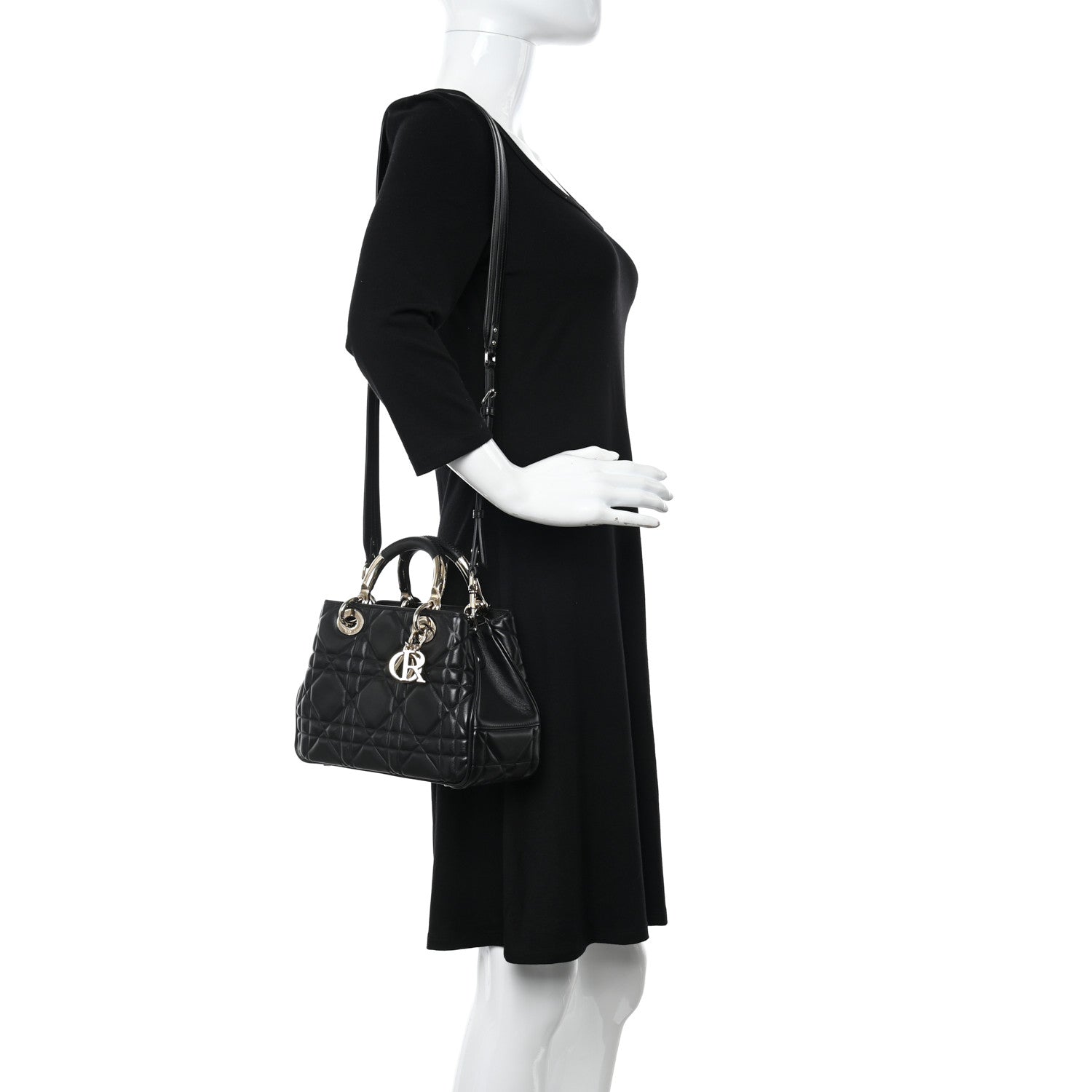 Christian Dior Calfskin Cannage Small The Lady 95.22 Black 2 of 12
