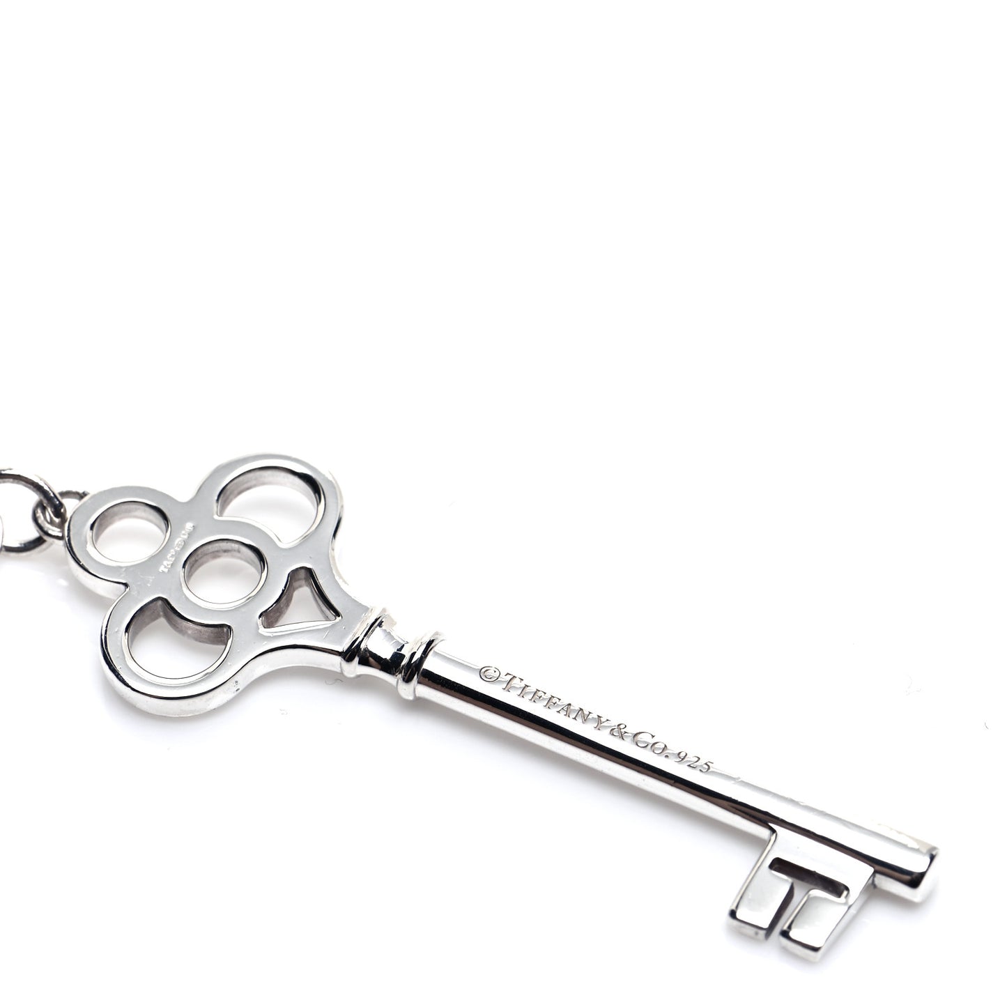 Sterling Silver Large Crown Key Pendant Link Necklace