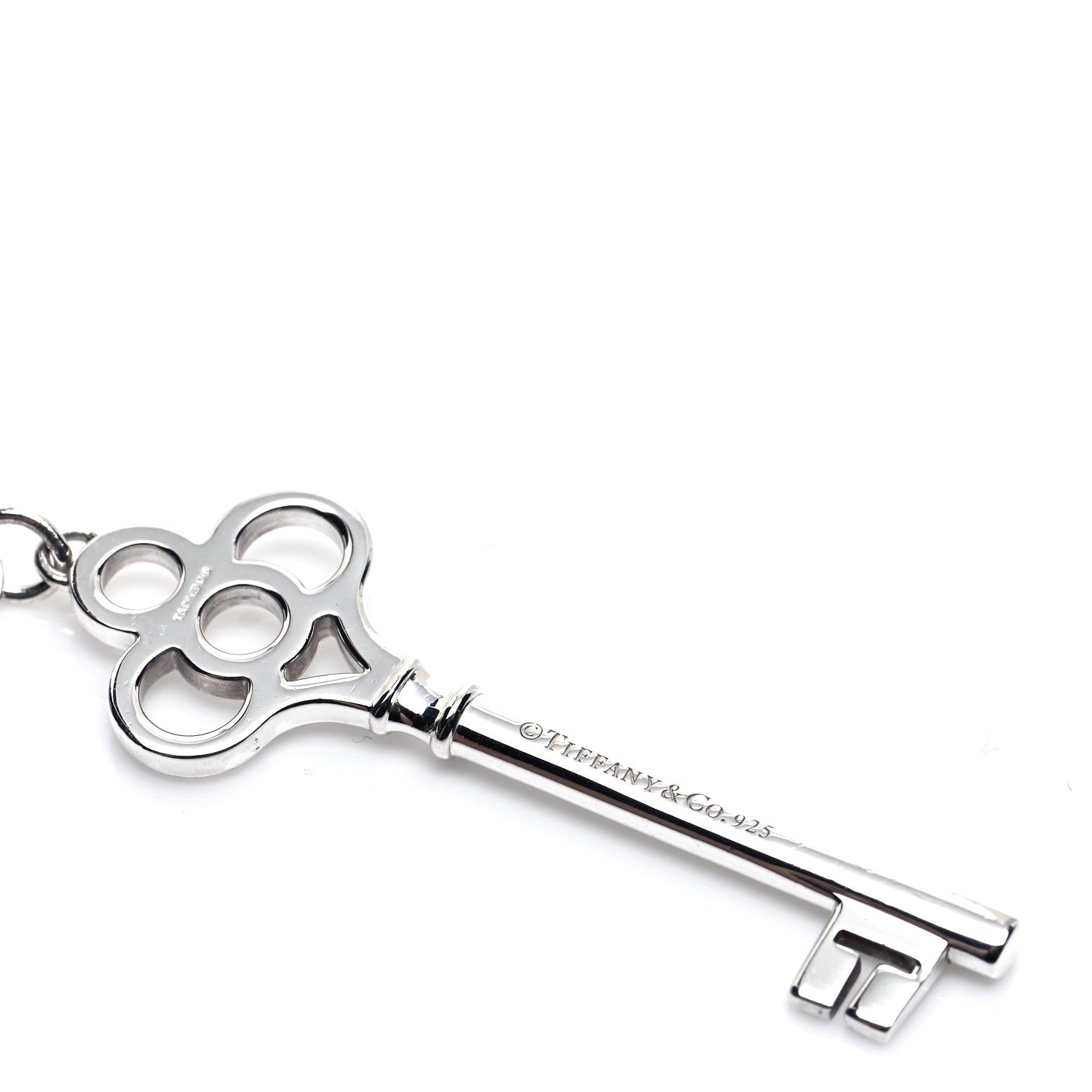 Tiffany Sterling Silver Large Crown Key Pendant Link Necklace 5 of 7