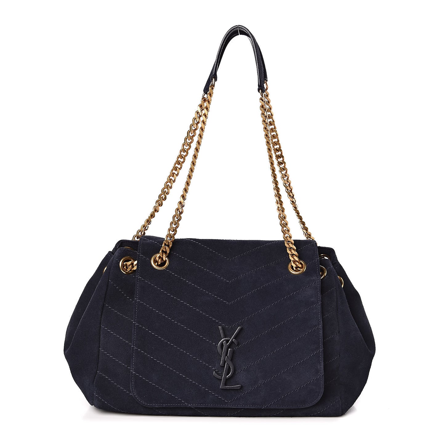 Suede Chevron Monogram Large Nolita Blue