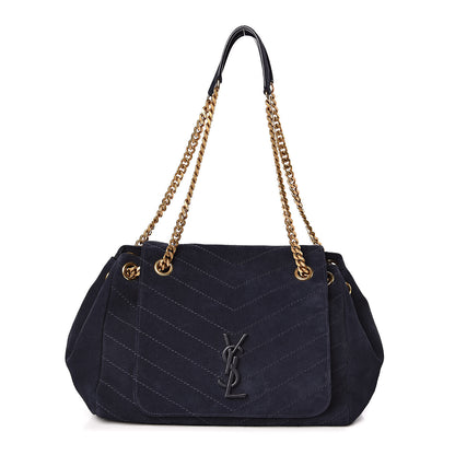 Saint Laurent Suede Chevron Monogram Large Nolita Blue 1 of 11