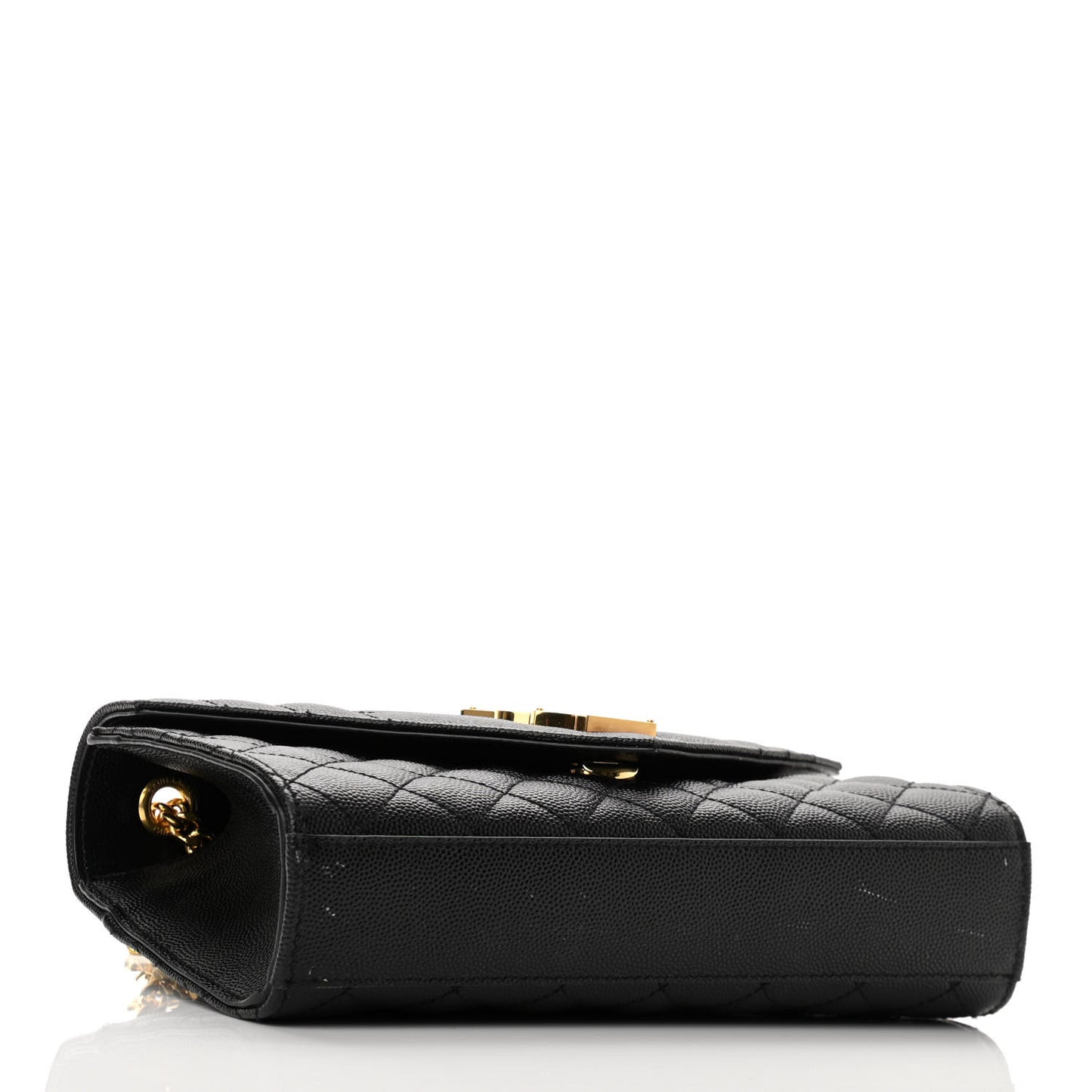 Grain De Poudre Textured Mixed Matelasse Triquilt Small Monogram Satchel Black