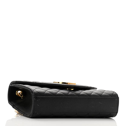 Saint Laurent Grain De Poudre Textured Mixed Matelasse Triquilt Small Monogram Satchel Black 4 of 11