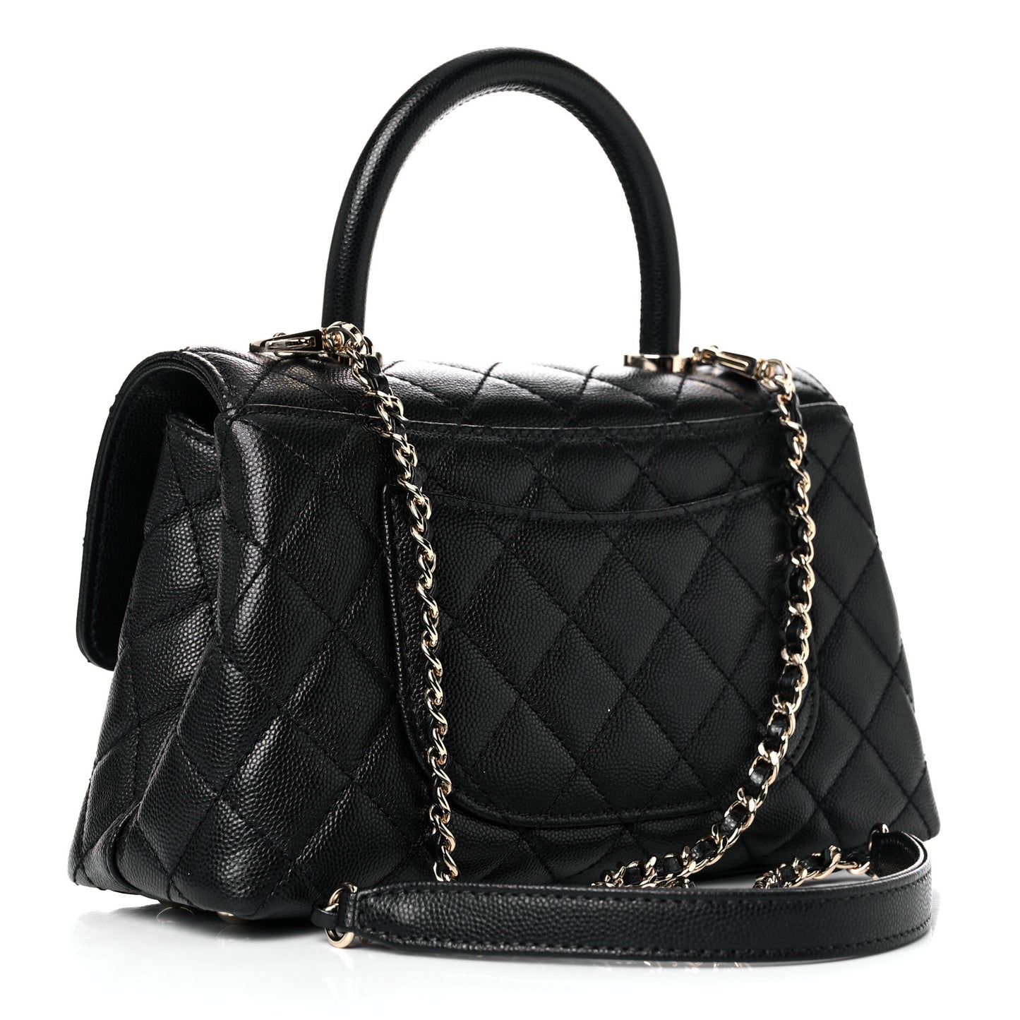 Caviar Quilted Mini Coco Handle Flap Black