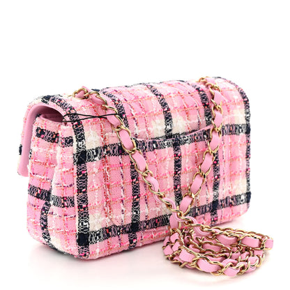 Chanel Metallic Tweed Quilted Mini Rectangular Flap Pink Navy White 3 of 11