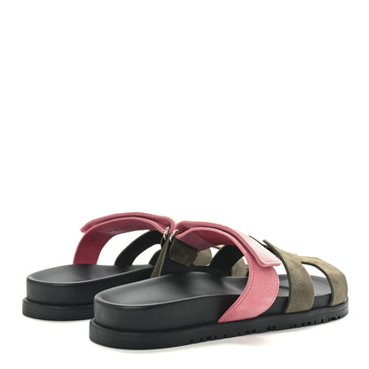 Hermes Suede Goatskin Womens Chypre Sandals 38 Toundra Rose Du Desert 4 of 9