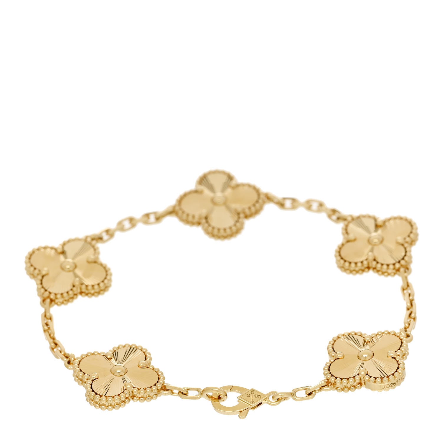 Van Cleef & Arpels 18K Yellow Gold 5 Motifs Guilloche Vintage Alhambra Bracelet 2 of 5