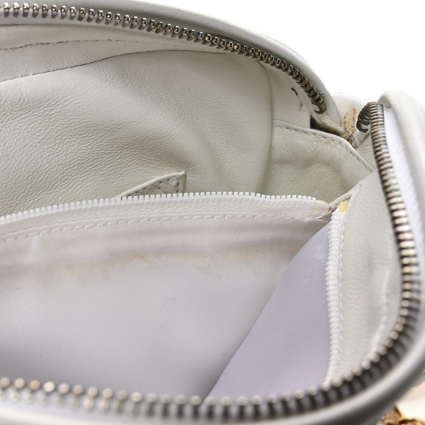Lambskin Quilted Tassel Camera Case White