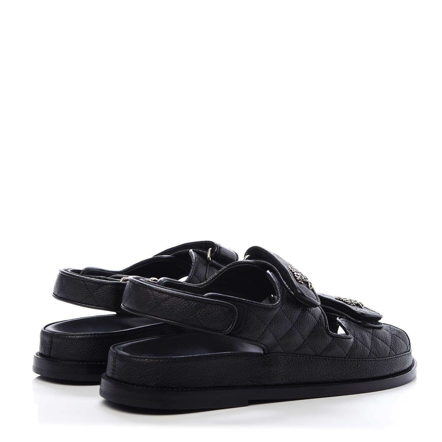 Chanel Caviar CC Flat Sandals 40.5 Black 4 of 9