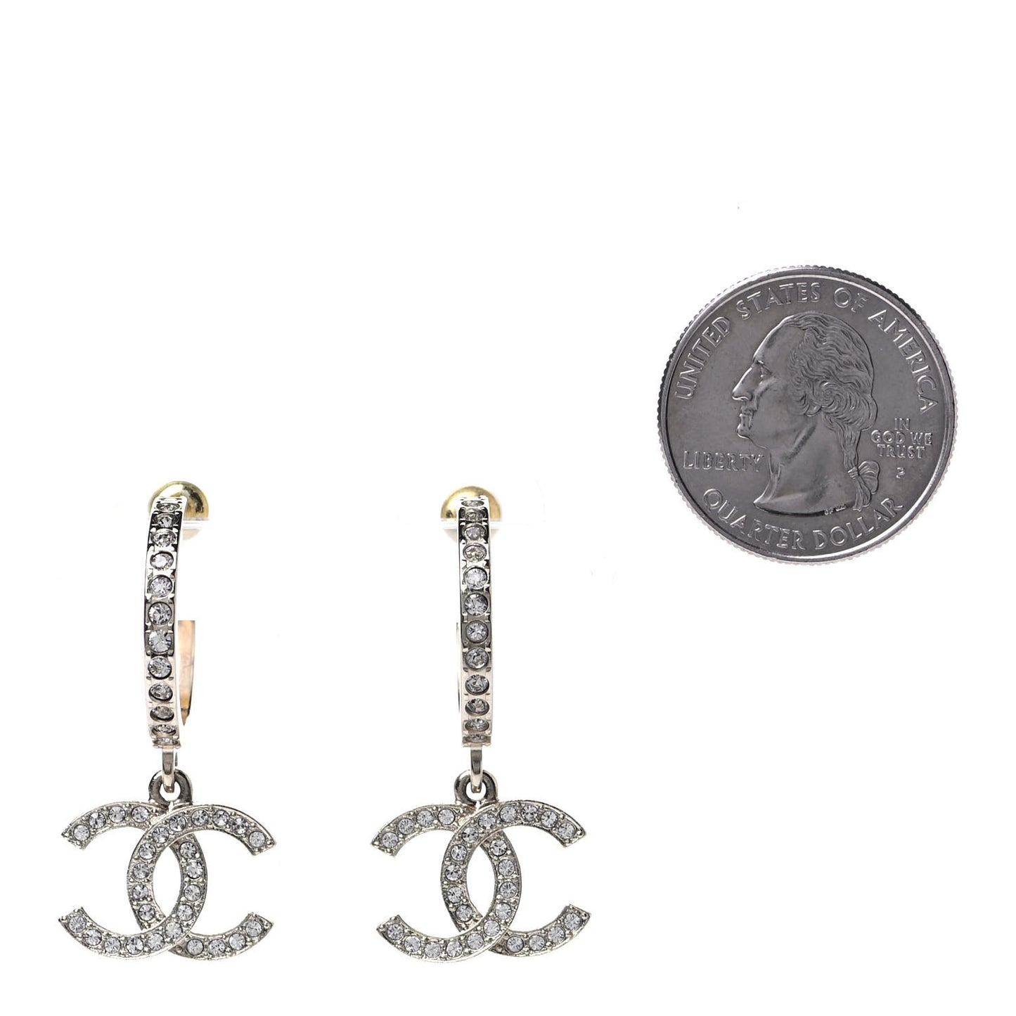 Crystal Lock Symbols CC Hoop Drop Earrings Gold