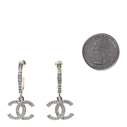 Chanel Crystal Lock Symbols CC Hoop Drop Earrings Gold 2 of 4