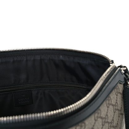 Gucci GG Supreme Monogram Calfskin Web Medium Flat Messenger Bag Beige Ebony Black 12 of 13
