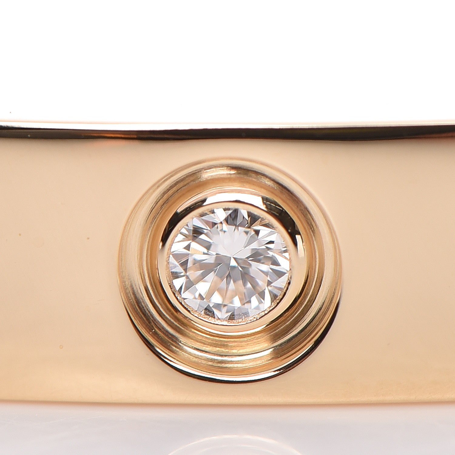 Cartier 18K Yellow Gold 1 Diamond LOVE Cuff Bracelet 17 4 of 8
