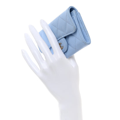 Chanel Caviar Quilted Flap Card Holder Wallet Light Blue 2 of 10