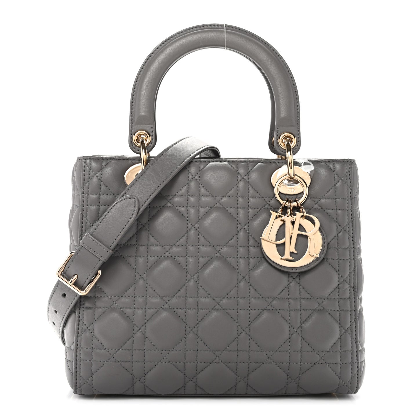 Lambskin Cannage Medium Lady Dior Grey