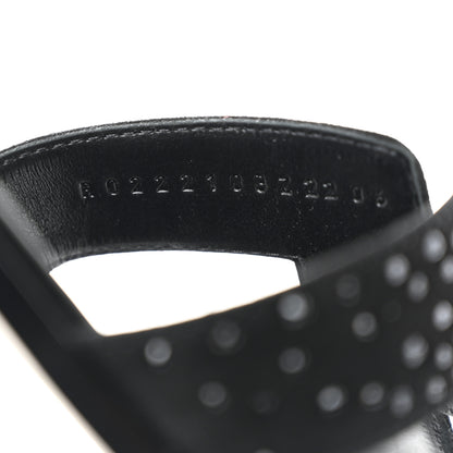 Hermes Suede Goatskin Studded Oran Sandals 37.5 Black 7 of 9