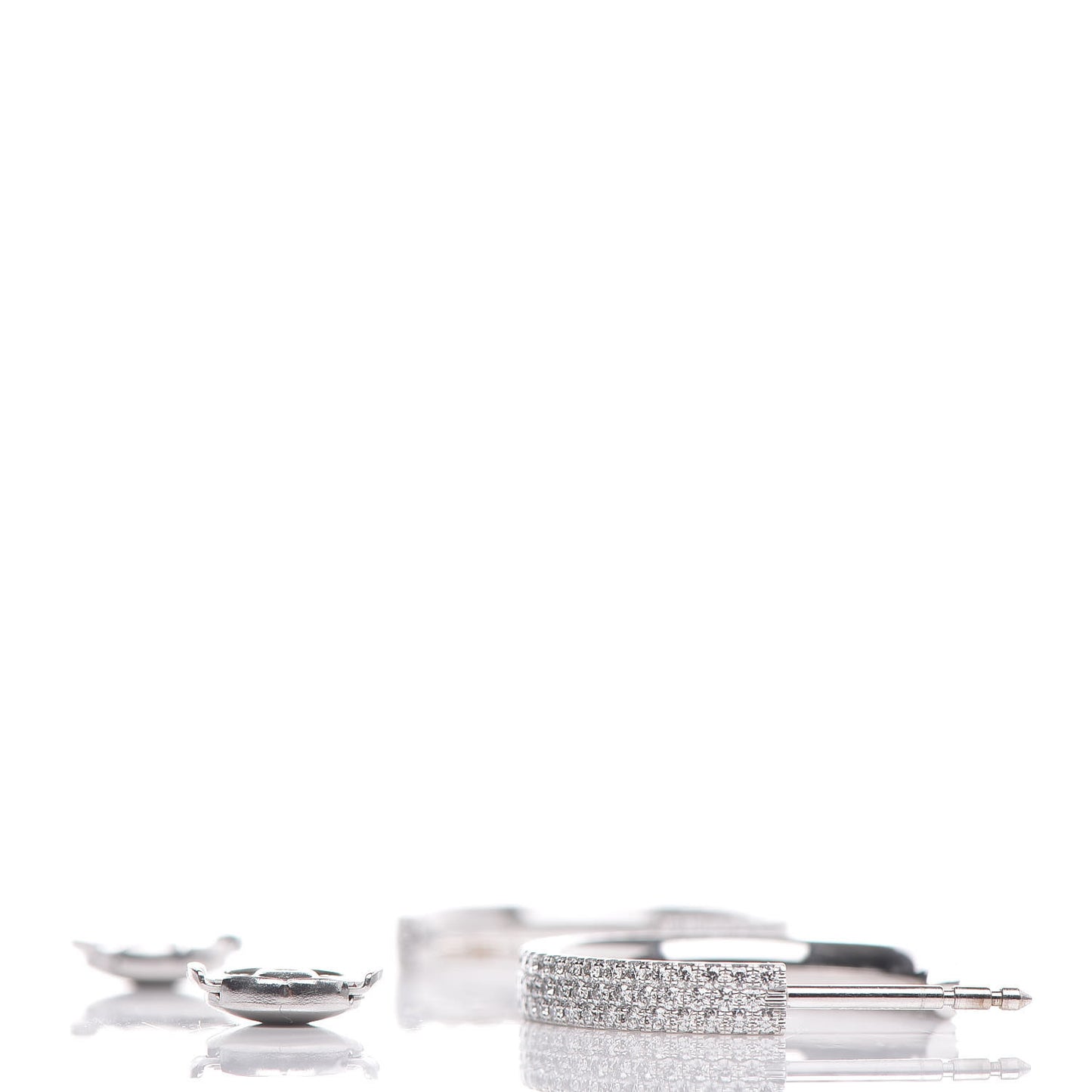 18K White Gold Diamond Metro Three-Row Hoop Earrings