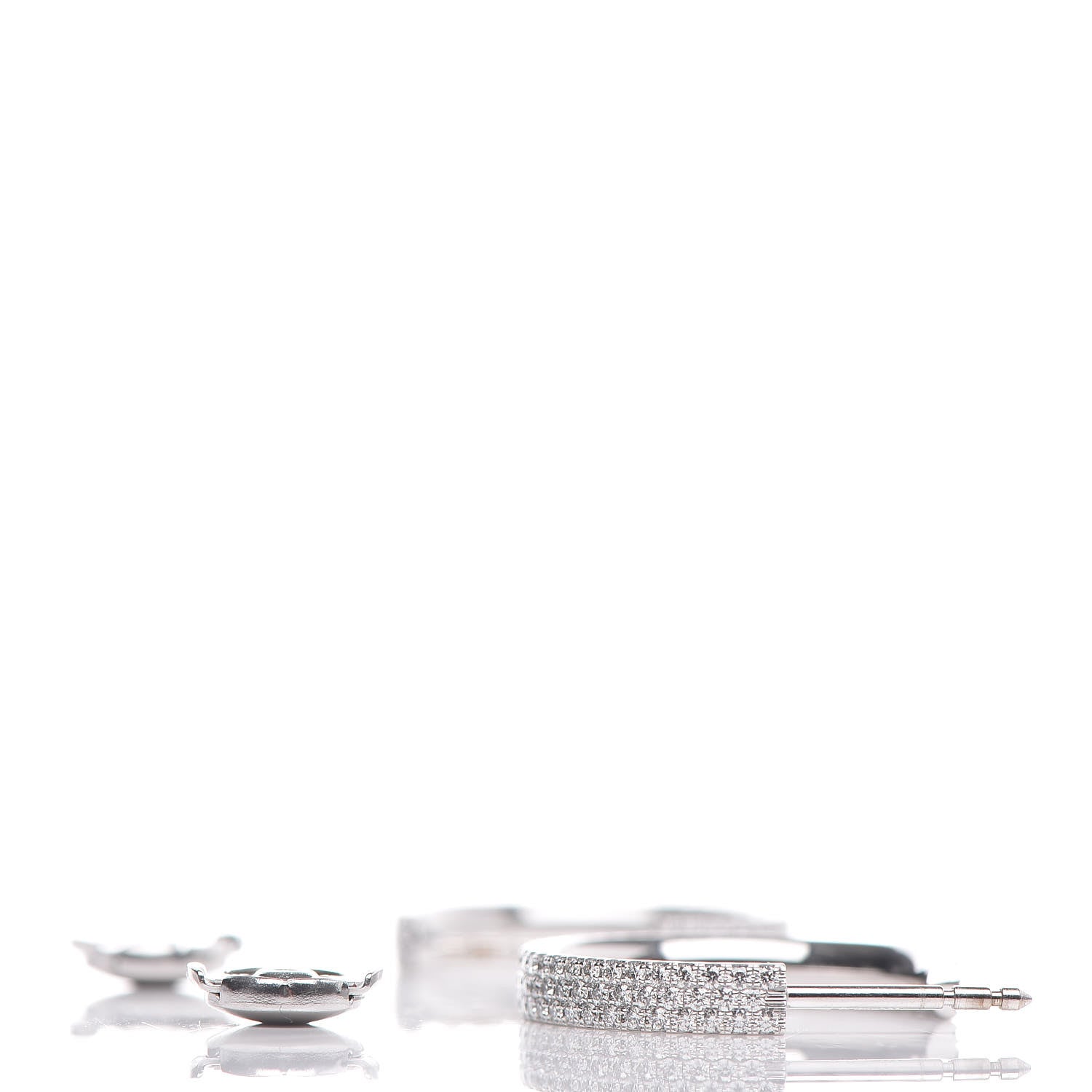 Tiffany 18K White Gold Diamond Metro Three-Row Hoop Earrings 3 of 5