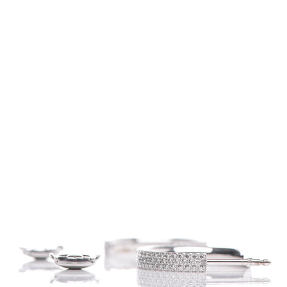 Tiffany 18K White Gold Diamond Metro Three-Row Hoop Earrings 3 of 5