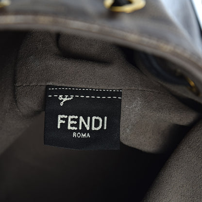 Fendi Glazed Fabric Vitello Grace F is Fendi FF 1974 Stamp Patch Grande Mon Tresor Bucket Bag Mogano Panna Black 6 of 11
