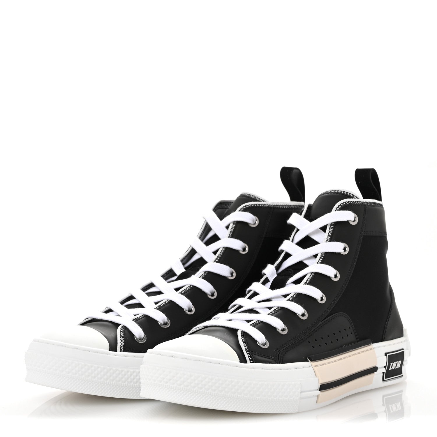 Christian Dior Nylon Calfskin Mens B23 High Top Sneakers 42 Black 4 of 9
