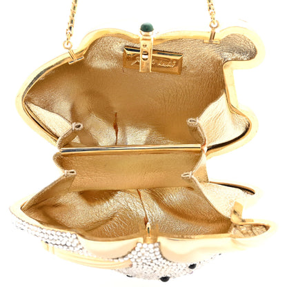 Judith Leiber Crystal Frog Minaudiere Chain Clutch Gold 5 of 9