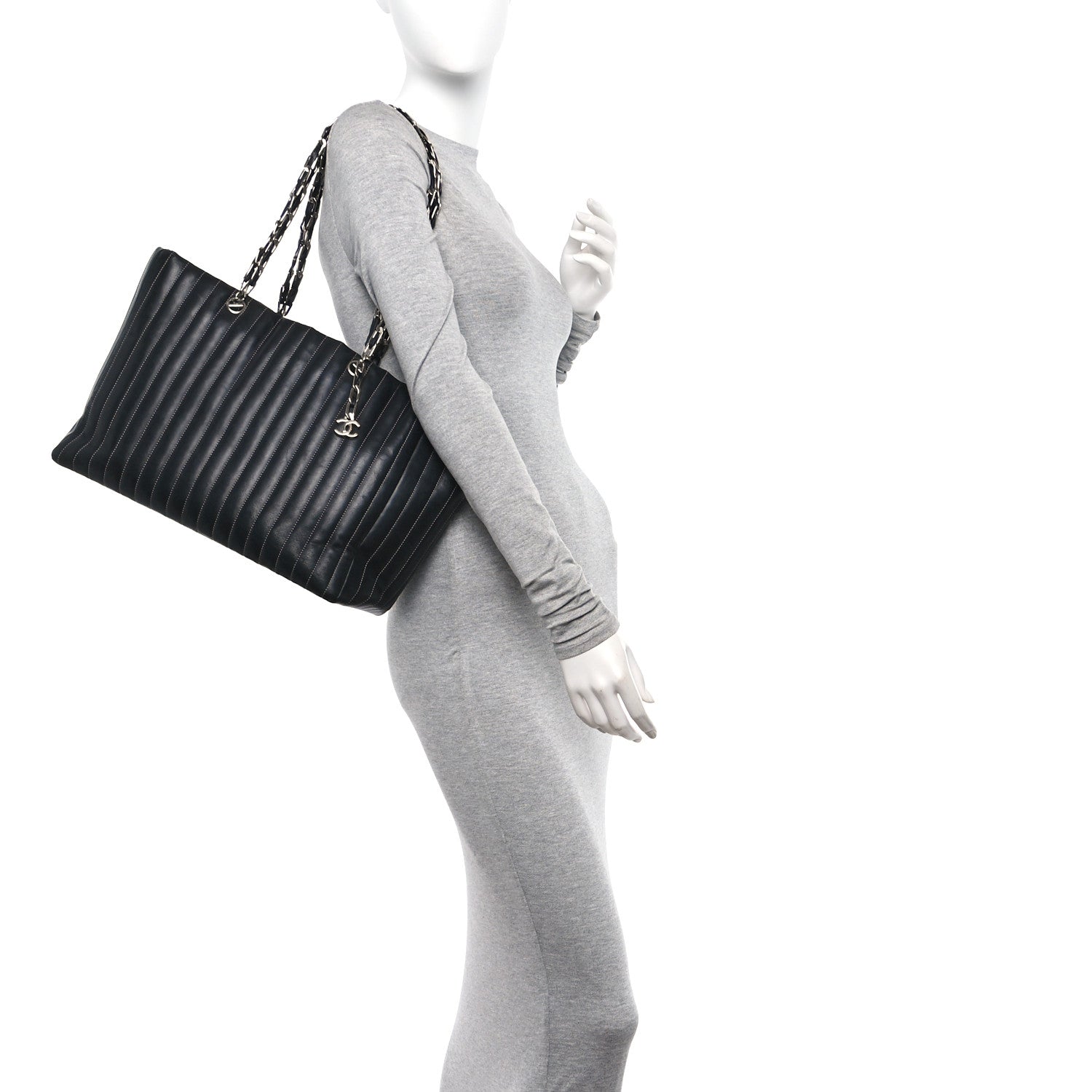 Chanel Lambskin Vertical Quilted Large Mademoiselle Tote Black 2 of 20