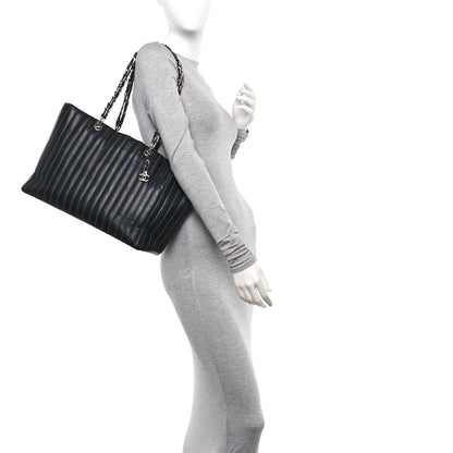 Chanel Lambskin Vertical Quilted Large Mademoiselle Tote Black 2 of 20